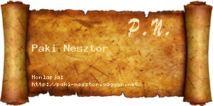 Paki Nesztor névjegykártya
